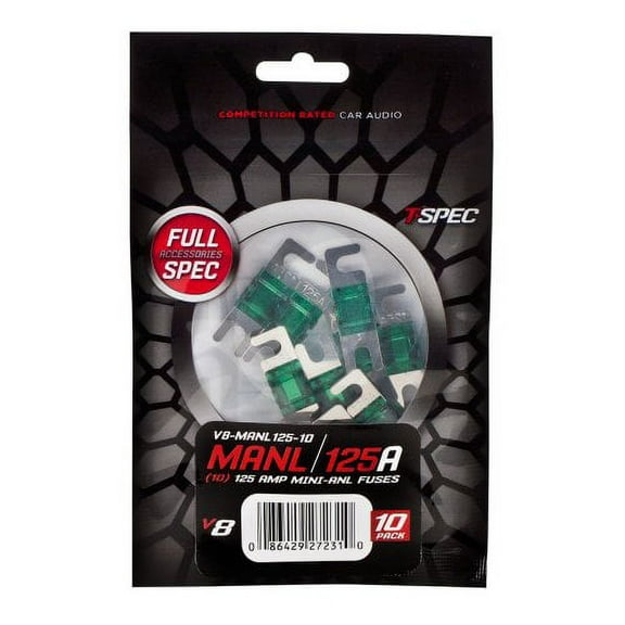 T-Spec V8-MANL125-10 Mini Anl Style W/ 125 Amp Fuse Nickel Plated Package Of 10