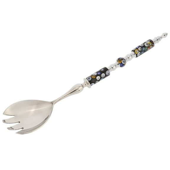 GlassOfVenice Italian Murano Glass Salad Fork - Black Millefiori
