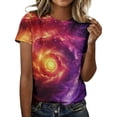 thumbnail image 2 of Shirts for Women Galactic T Shirt 3D Starry Print Short Sleeve Crewneck Fashion Planetary Outfit For, 2 of 5