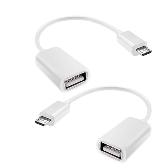 OTG MicroUSB Compatible with Xiaomi Redmi 6A/Mi A2 Lite/Note 4/BlackBerry Z30 with Full Speed On-The-Go Power (WHITE 2 Pack)