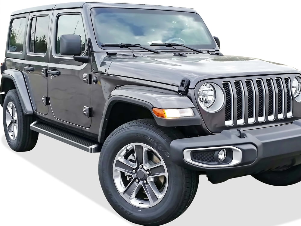 APS Running Boards 6 inches Compatible with Jeep Wrangler JL 2018-2025 4-Door (Include 21-25 4xe) (Factory sidesteps or rock rails have to be removed) (Nerf Bars Side Steps Side Bars)