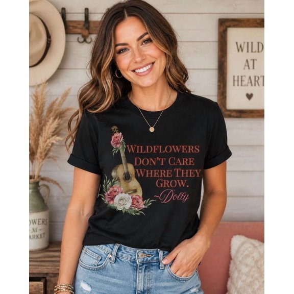 Dolly Wildflower Guitar Floral Country Music T-Shirt