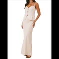 thumbnail image 3 of Conjunto de Dos Piezas para Mujer, Falda, Chaleco Abotonado, Falda Pantalón Corta, Cuello Redondo, Traje Informal de Negocios de Verano. M, 3 of 9
