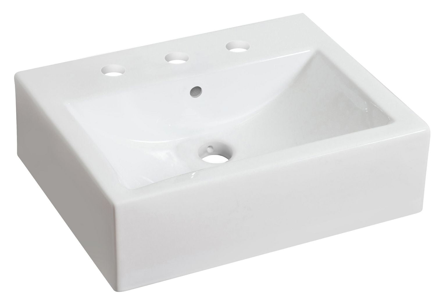 American Imaginations -in. W Above Counter White Bathroom Vessel Sink For 3H8-in. Center Drilling AI