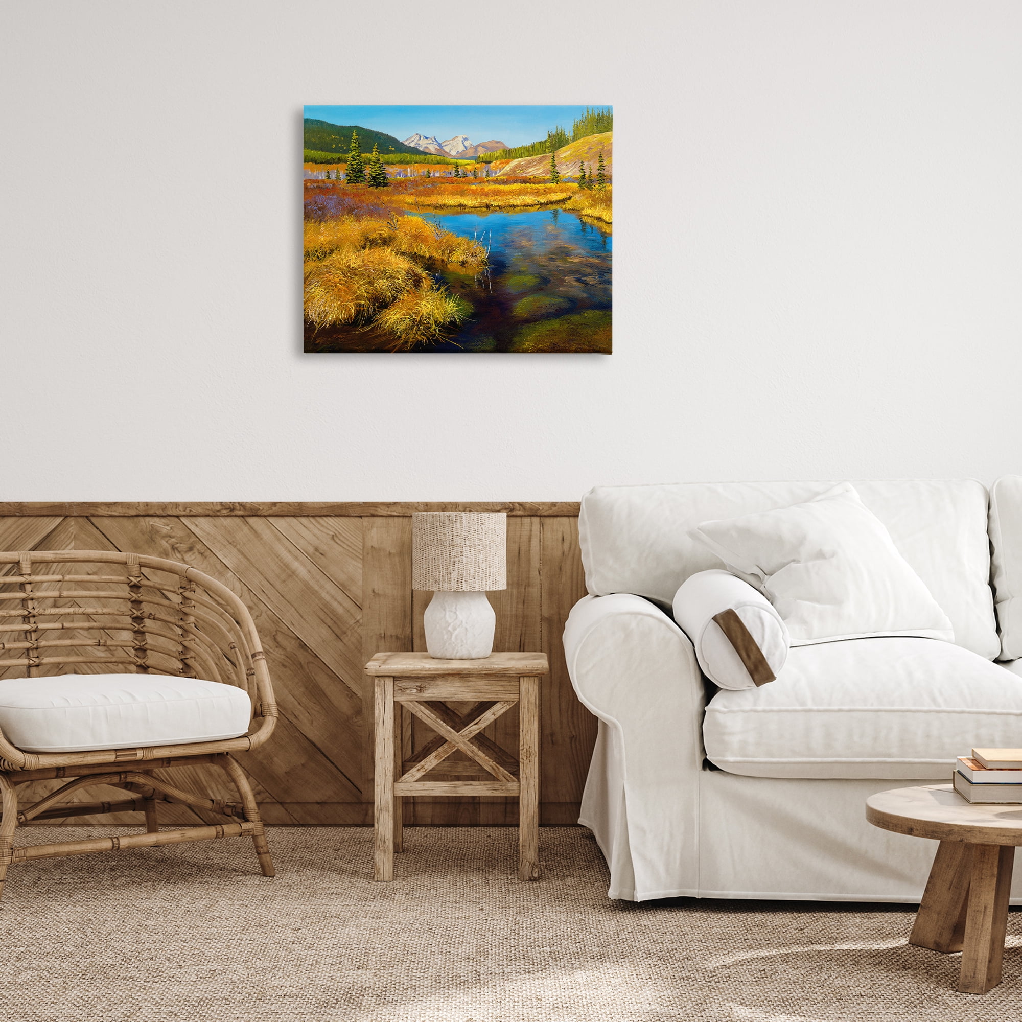 Stupell Industries Lush Pond Landscape Landscape & Nature Painting Wrapped Canvas Art Print Wall Art, 30 x 24