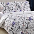 thumbnail image 6 of Beartech Floral Quilt Set Queen Size Mauve Tulip Butterfly Quilt Lightweight Reversible Microfiber Bedspread Coverlet Bedding Set, 6 of 7