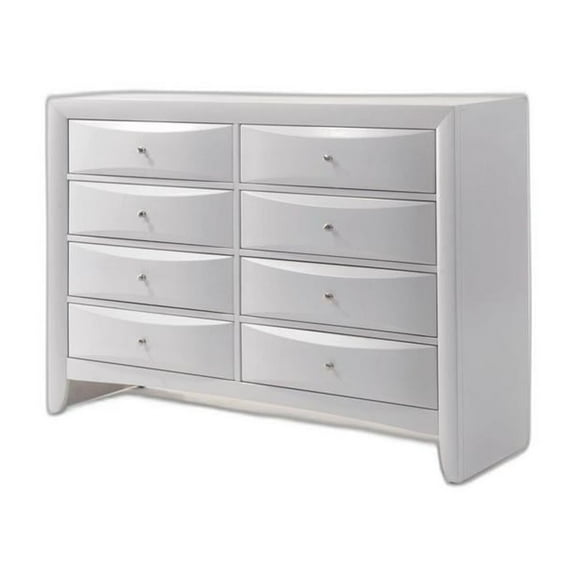 HomeRoots 490458 41 x 59 x 17 in. White Manufactured Wood Eight Drawers Standard Dresser