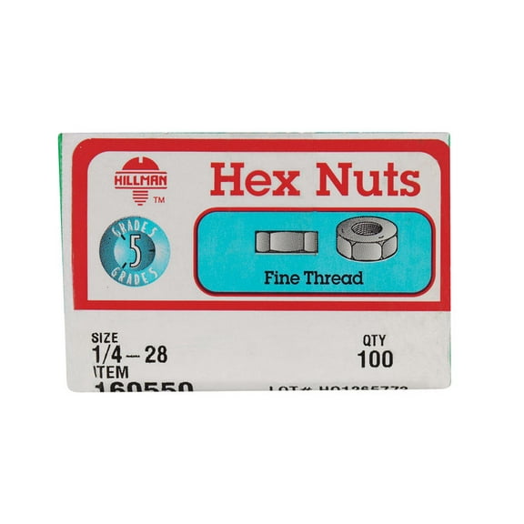 Hillman 160550 0.25-28 in. Grade 5 Hex Nut