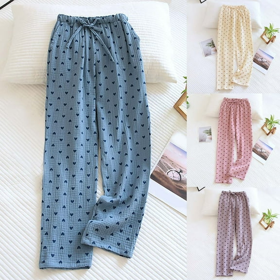 Agkizg Fall Women's Plus Size Pajamas Pants,Women Cotton Pajamas Pants Soft Sleepwear Bottom Pants Loose Home Pant Lightweight Loungewear Pant