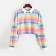 thumbnail image 3 of FAFWYP Womens Long Sleeve Tops Color Block Striped Tunics Blouses T Shirt Pullover Sweatshirt Crop Tee Top, 3 of 7