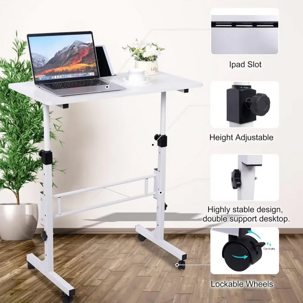 Shininglove 32" Mobile Standing Desk with Wheels – Adjustable Height Rolling Computer Desk for Home, Office & School