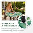 thumbnail image 4 of Round Outdoor Tablecloth with Umbrella Hole and Zipper, Green Summer Leaves Tablecloth with Elastic Waterproof, Tropical Botanical Yellow Floral Patio Table Covers for 45" - 54" Picnic Pool Tables, 4 of 9