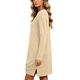 thumbnail image 6 of Bxsruta Womens Long Sleeve T-Shirt Dress Crew Neck Casual Loose Mini Dresses, 6 of 8