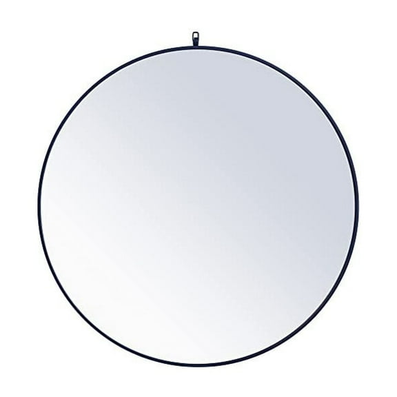 Elegant Decor Metal frame round mirror with decorative hook 42 inch Blue