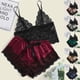 thumbnail image 3 of Conjunto de 2 uds de pijamas de encaje, ropa interior, Tops, pantalones cortos, para mujer, 3 of 4