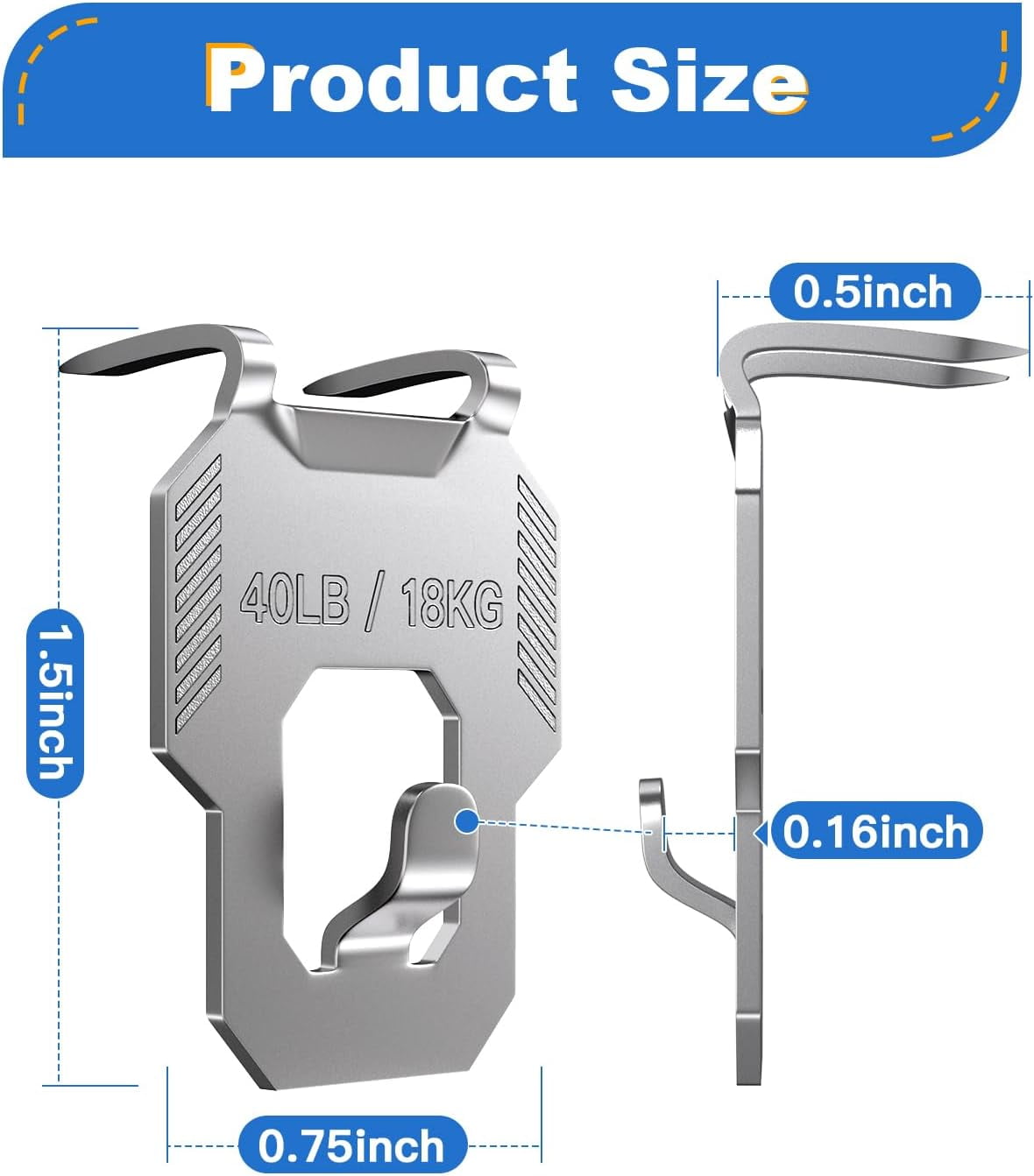 Claw Drywall Picture Hanger: Wall Hooks for Hanging Picture Mirror Photo Poster Kit - Heavy Duty Wall Hanger for Room Office Decor Tool-Free Nail-Free Holds Up to 40Lbs