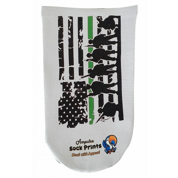 Amputee Sock, Distressed Flag lgt grey, 3Ply stump sock