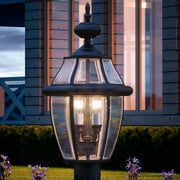 Urban Ambiance Luxury Colonial Outdoor Post Light, Large Size: 23"H x 12.5"W, with Tudor Style Elements, Versatile Design, High-End Black Silk Finish and Beveled Glass, UQL1150