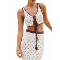 thumbnail image 2 of Women's Crochet 2 Piece Outfit, Sleeveless Crop Top and Maxi Skirt Set As Shown S, 2 of 7