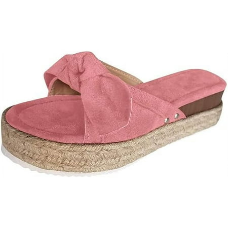 

ZBCHLS Sandals for Women Flat Women s 2024 Bow Knot Comfy Platform Sandal Shoes Summer Beach Travel Fashion Slipper Flip Flops