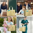 thumbnail image 6 of Canvas Tote Bag for Women with Compartments, Large Cute Golden Checkered Teacher Student Shoulder Bag Nurse Purses Crossbody Bags Work Laptop Book Bag Satchels Handbags, 6 of 6