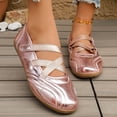 thumbnail image 2 of Women's Mary Jane Sneakers Glossy Leather Lightweight Slip on Casual Tennis Shoes Shiny Barefoot Ballet Flat Shoes, 2 of 7