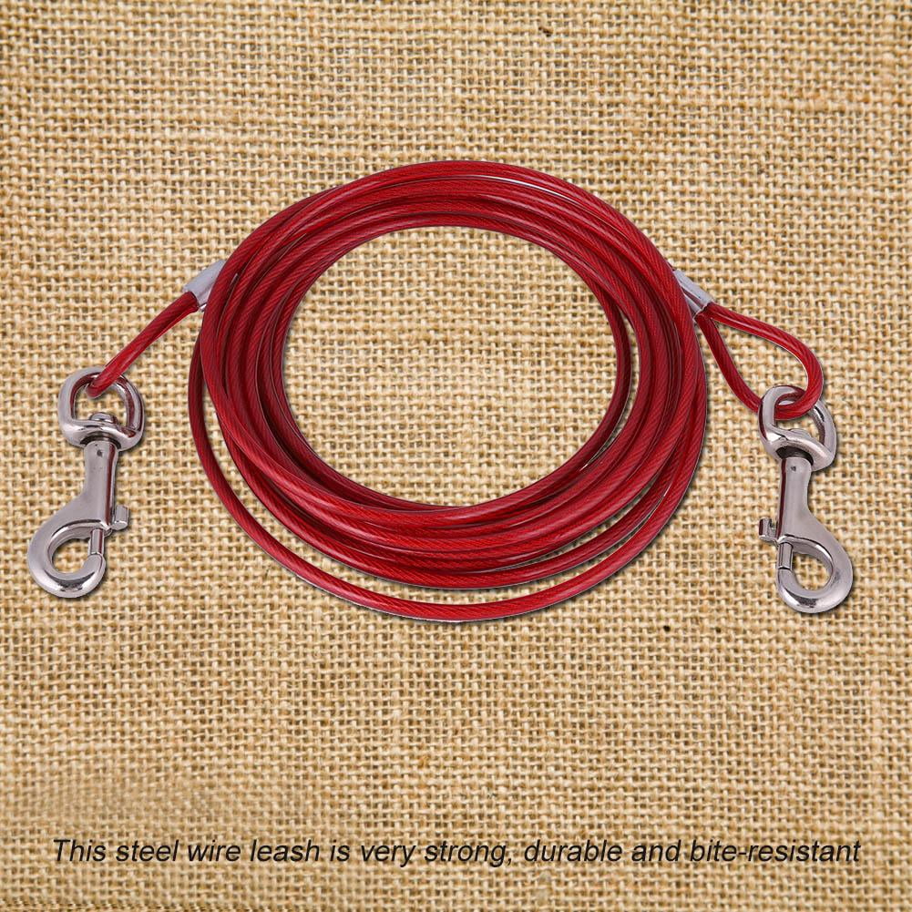 Kritne Steel Wire Dog Leash, Long Steel Wire Dog Leash Outdoor Camping Picnic Strong Pet Safety Cable Rope 5mm*5m, Steel Cable Dog Leash