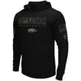 thumbnail image 2 of Men's Colosseum Black Arkansas Razorbacks OHT Military Appreciation Hoodie Long Sleeve T-Shirt, 2 of 4