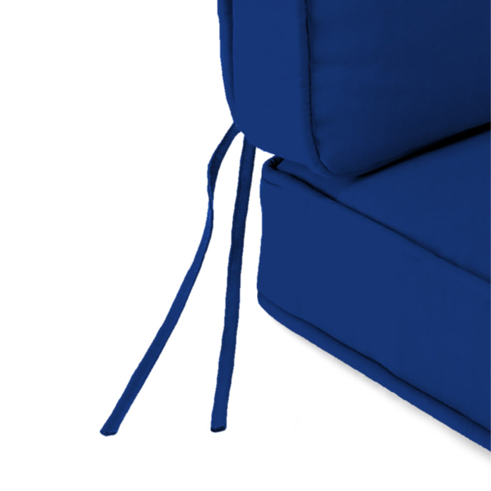 Jordan Manufacturing 45" x 22" Canvas Cobalt Blue Solid Rectangular Outdoor Deep Seating Chair Seat and Back Cushion with Ties and Welt