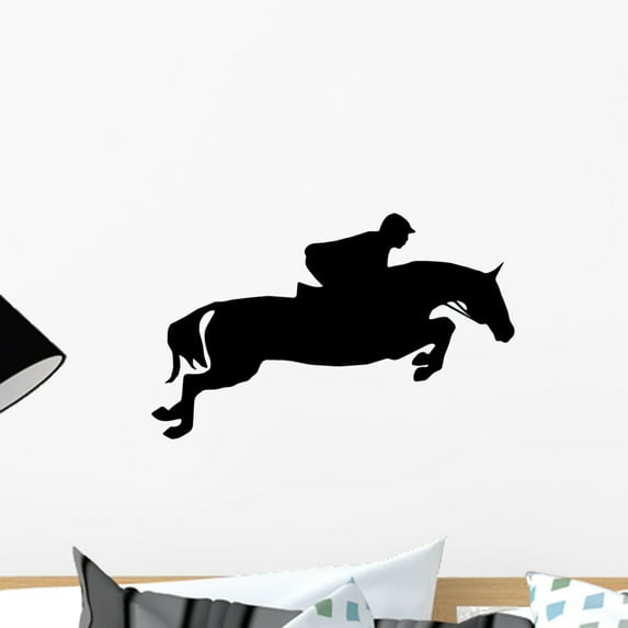 Horseback Riding Silhouette Wall Decal by Wallmonkeys Peel and Stick Graphic (18 in W x 13 in H) WM50253