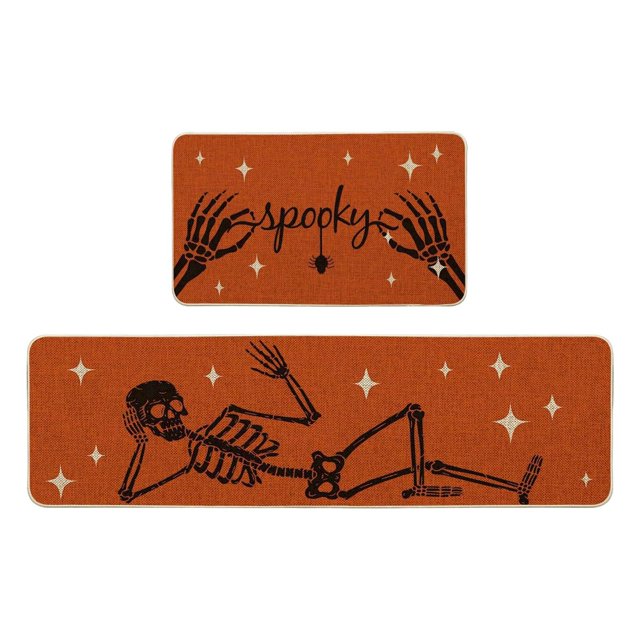 On Sale Huayishang Carpet,Polyester Carpet,2Pcs Autumn Kitchen Carpet Set Anti Slip Washable Thanksgiving Area Pumpkin Maple Turkey Kitchen and Bathroom Carpet Used As A Holiday Autumn Celebration Mat