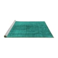 thumbnail image 2 of Ahgly Company Machine Washable Indoor Square Oriental Turquoise Blue Industrial Area Rugs, 3' Square, 2 of 4