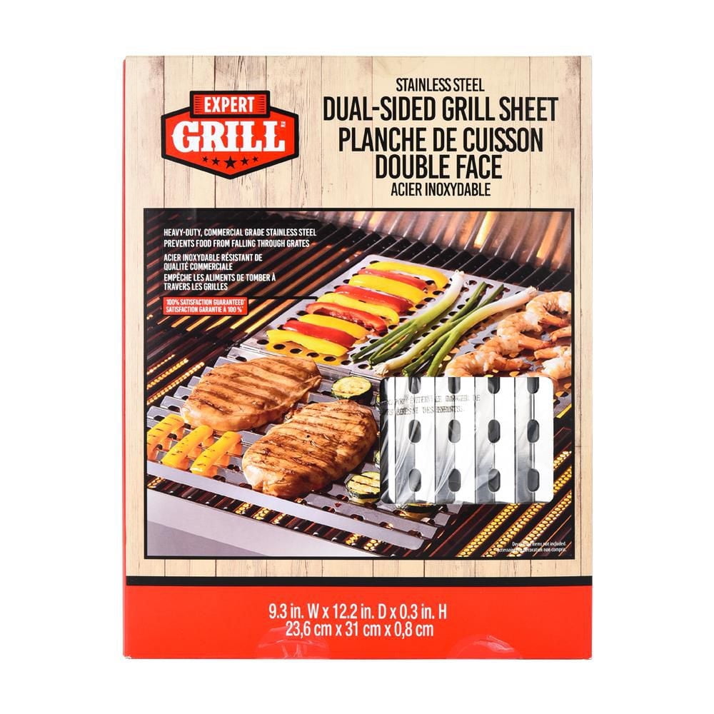 EXPERT GRILL STAINLESS STEEL DUAL-SIDED GRILL SHEET, STAINLESS STEEL DUAL-SIDED GRILL SHEET