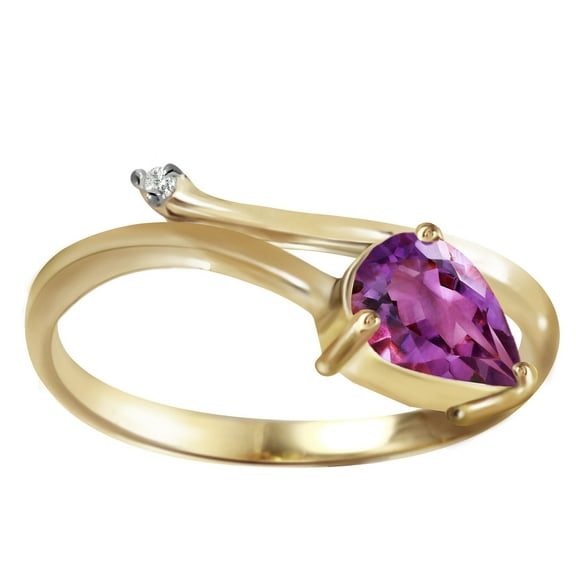 Galaxy Gold 14k Solid Gold Ring with Natural Amethyst - Size 6.5