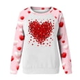 thumbnail image 4 of VALMASS Chandails en Molleton à Col Rond pour Femmes, Manches Raglan, Mode Décontractée, Imprimé Cœur, Blouses à Enfiler (2TG, C Rose), 4 of 4