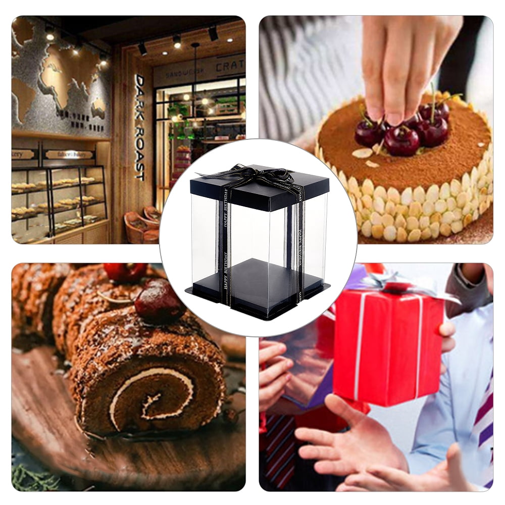 1 Bag DIY Cardboard Boxes with 1 Roll Polyester Ribbon Black Box: 17x17x20cm 9pcs Ribbon: 49.2yards(45m)/roll 1rollDIY