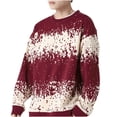 thumbnail image 3 of Men's Crewneck Pullover Sweater Waffle Textured Knitted Sweaters Casual Loose Fit Sweaters Wine L, 3 of 4