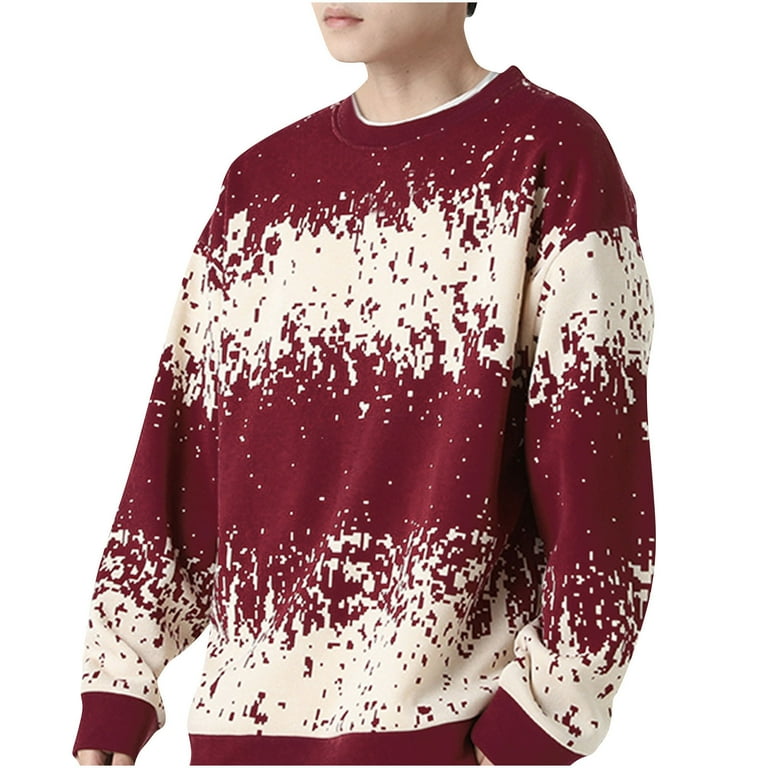 Men's Crewneck Oversized Sweatshirt - Color Block Long Sleeve Pullover, Loose Fit