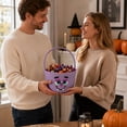 thumbnail image 5 of 1Pack Halloween Spooky Monster Woven Hand Basket, 13.78in Total Height Cotton Rope Organizer Bin, Holiday Candy & Decor Storage Tote Basket (N), 5 of 6