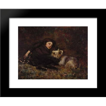 Nap Time (also known as Young Girl With Terrier) 20x24 Framed Art Print by Pe...