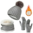thumbnail image 3 of XFHLMJFF Winter Crochet Hats Gloves Scraf Set for Women Solid Color Beanie With Hairball Warm Neck Soft Scraf Woolen Hat Knit Hats Bib Touch Screen Gloves 3Pcs, 3 of 6