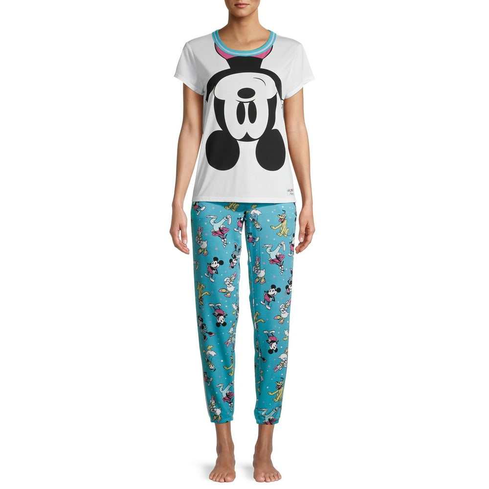 Mickey Mouse Women's and Women's Plus Disney License Short Sleeve Top & Joggers Set - Walmart