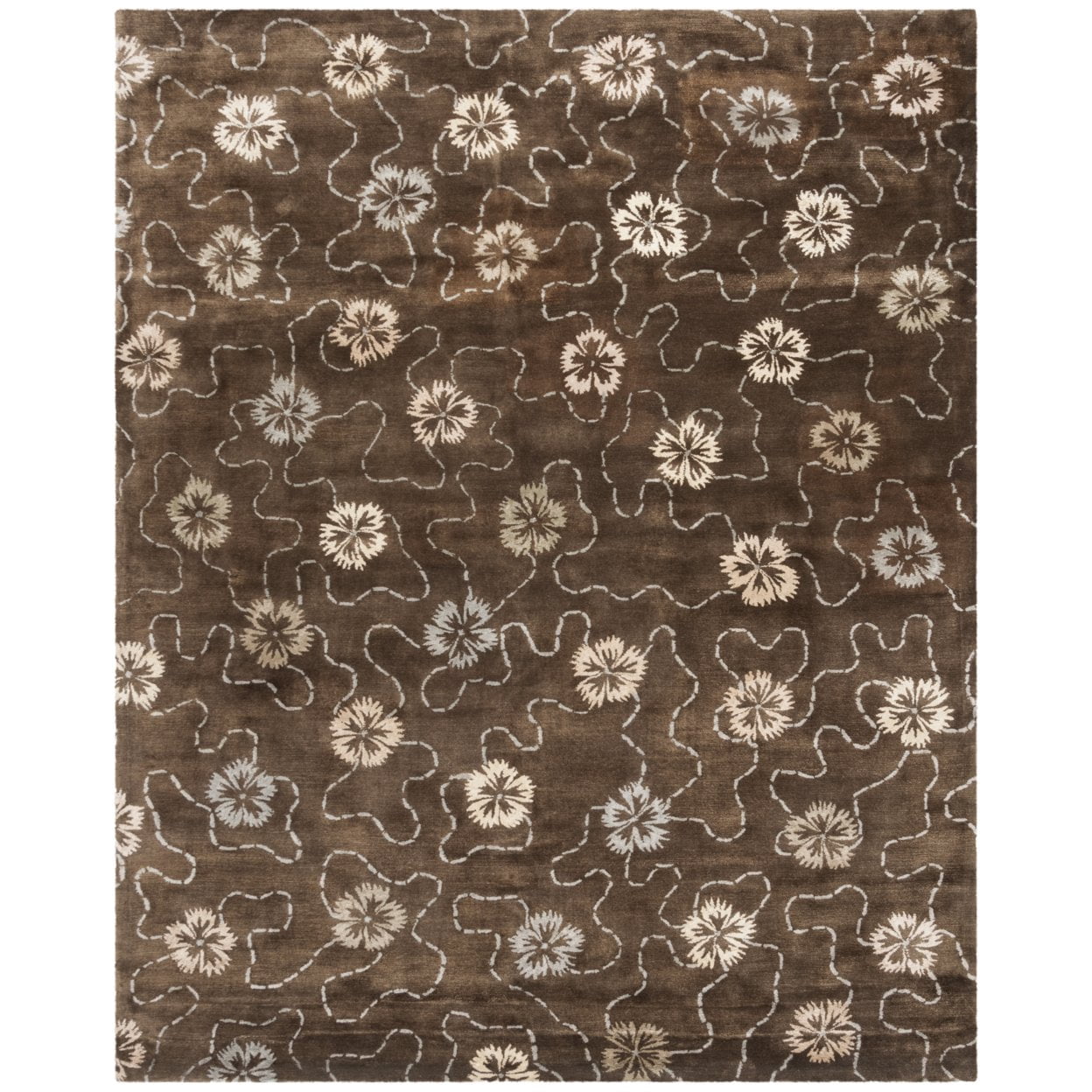 SAFAVIEH Martha Stewart Garland Blush Floral Area Rug, Mocha, 3'9" x 5'9"