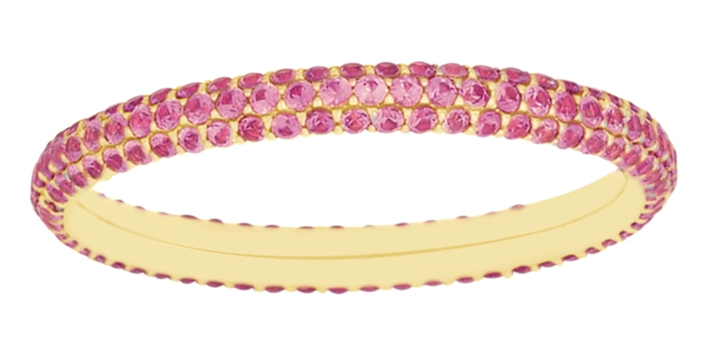 Round Cut Simulated Pink Sapphire Eternity Anniversary Band Ring In 14K Solid Rose Gold By Jewel Zone US by Jewel Zone US