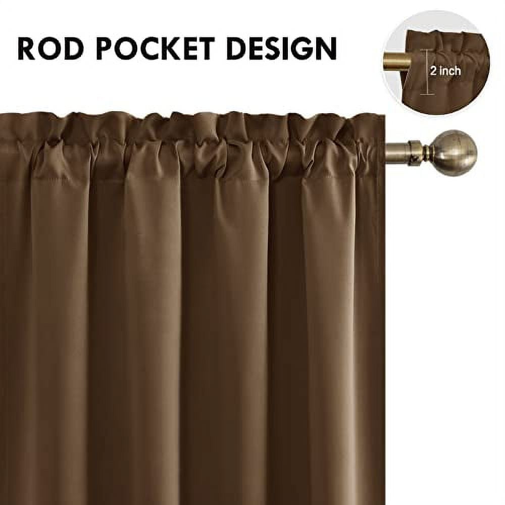 DWCN Blackout Curtains Room Darkening Thermal Insulated Bedroom Curtains Window Curtain Panels, 52 x 84 inches Long, Set of 2 Brown Rod Pocket Drapes