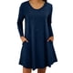 thumbnail image 2 of mfyjkho Vestidos para mujer, Vestido corto informal de manga larga con bolsillo y cuello en V para mujer, color liso Vestidos de playa para mujer xl, 2 of 9