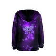 thumbnail image 2 of Xoenoiee Girls Pullover Sweatshirt with Kangaroo Pocket Long Sleeve Hoodies for Fall Winter Loose Playwear for Kids Workout Study Party Travel, Purple Butterfly Print, L, 2 of 7