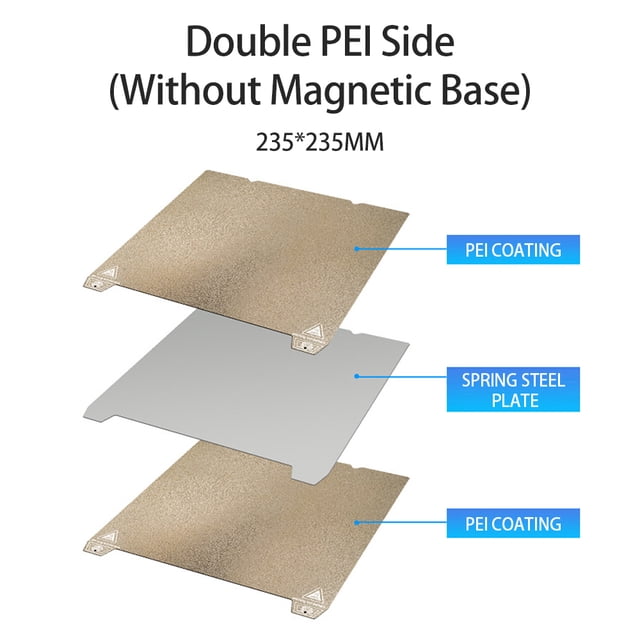 Plateforme d'Impression 3D, Plaque de Construction Pei en Acier Compatible avec Lit d'Impression Pei Imprimantes 3D - Plaque de Construction 3D /Fin-5 /k1 Lit Adhésif Pei Plaque Impression 3D Lit / /Fin-5 Rookin