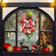 thumbnail image 4 of ckepdyeh Lágrima navideña floral con lazo de caramelo y frutos rojos, corona navideña colgante en forma de lágrima, puerta artificial en forma de lágrima, 4 of 6