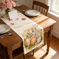 thumbnail image 4 of AZXY Easter Table Runner 13"x71" Table Runner with Watercolor Bunny Easter Eggs "Happy Easter" Floral Design, Spring Easter Table Decorations for Home Kitchen Dining Coffee Table Easter Party Decor, 4 of 7